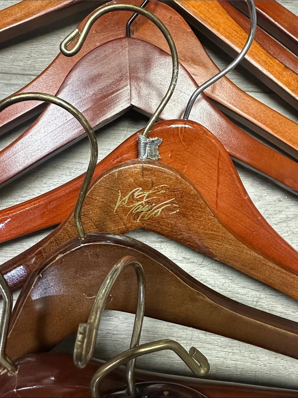Set of 11 Wooden Suit Hangers - Cherry Finish